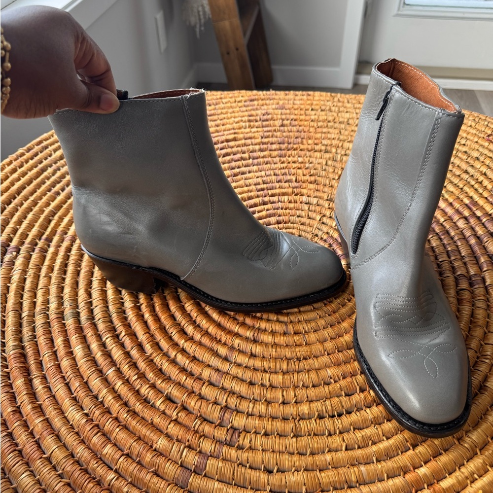 Double H Gray Ankle Boots with Soft Suede Material and Minimalist Design